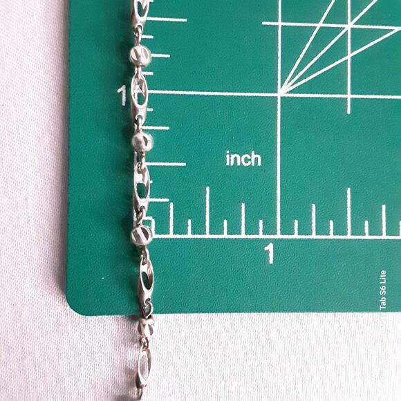 Dainty Bracelet Silver Tone Ball And Long Chain Links Lobster Claw Clasp - Picture 7 of 7